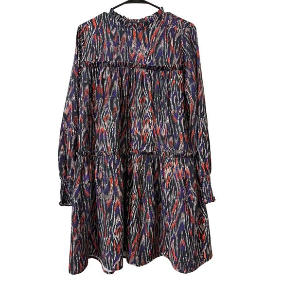 Molly Bracken Dress Size L‎ Multicolored Tiered Ruffle Long Sleeve Knee Length - Picture 1 of 8